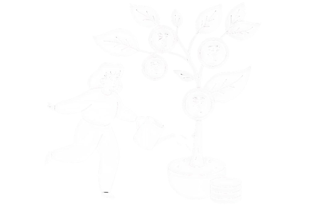 Illustration of a person watering a money tree symbolizing growth and investment philosophy
